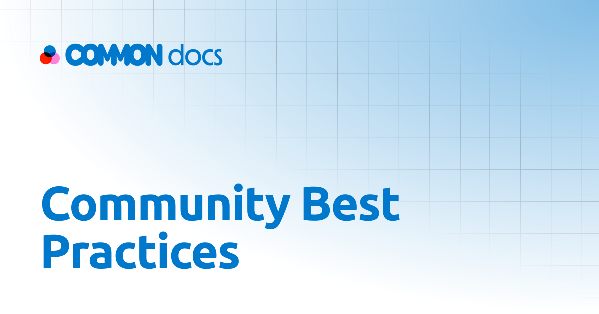 Community Best Practices | Common